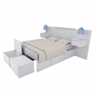 #3056 BLANCO CAMA 140x190 C/CAJ Y MODULO PIE