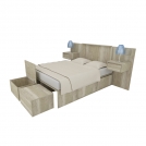 #3056 HELS/BCO CAMA 140x190 C/CAJ Y MODULO PIE