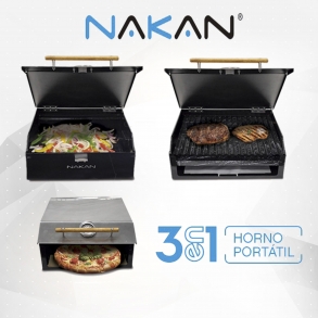 Horno Nakan Portatil 3 En 1 Plancha-parrila-piedra